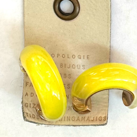 Anthropologie Jewelry - Anthropologie Glass Hoop Earrings in Yellow ! NWT Sold Out on Anthro!! 💖…